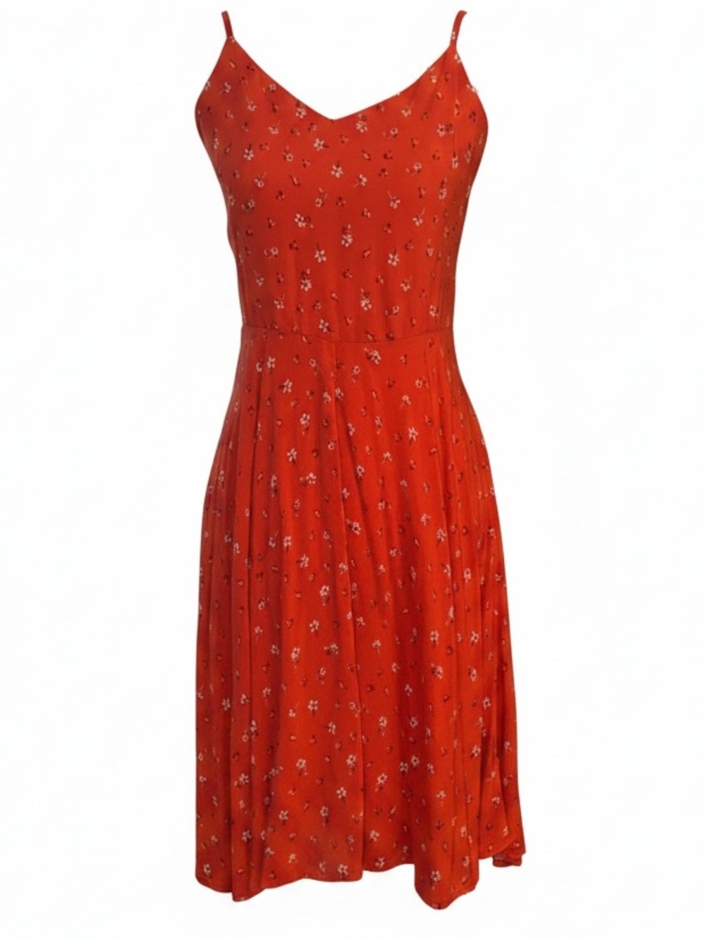 GAP Bright Coral Red/Orange Floral Cami Midi Sundress Coral Red/ORG Floral SZ M